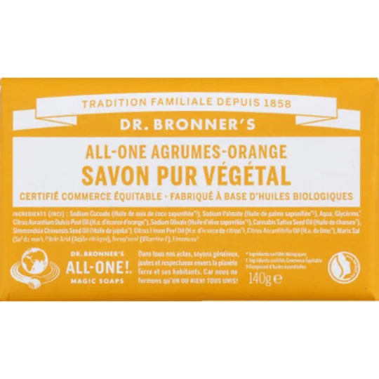 Savon pur végétal solide aux agrumes 18-en-1,