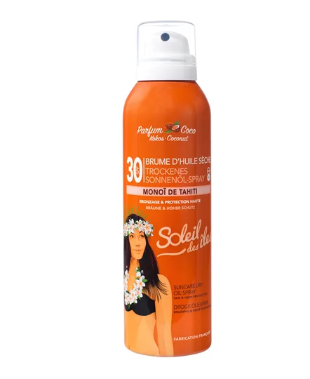 Brume huile sèche bronzage et protection haute parfum coco SPF30