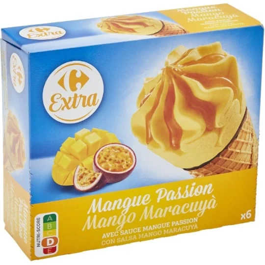 Glaces cônes mangue passion