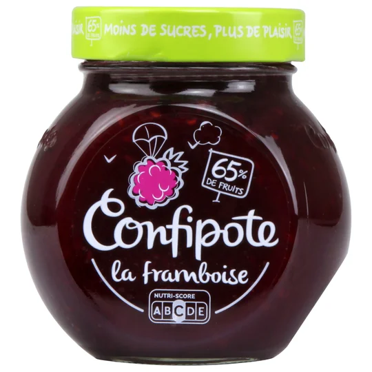Confiture de framboise 65% de fruits, allégée en sucres