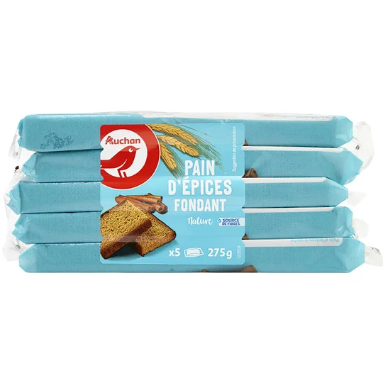Tranches de pain d'épices fondant nature sachets individuels