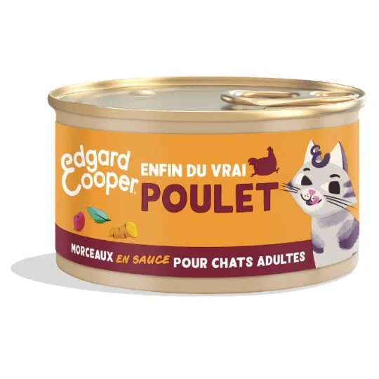 Pâtée pour chat morceaux en sauce poulet