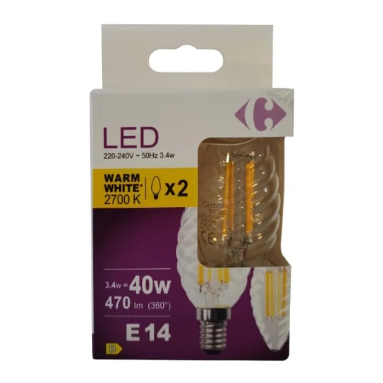 Ampoule LED Fil 40W E14 WW x2