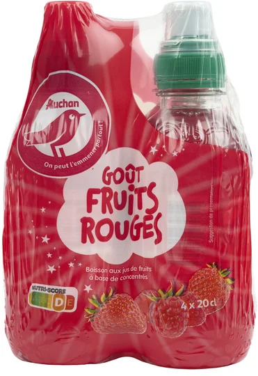Boisson aux jus de fruits goût fruits rouges bouteilles bouchon sport
