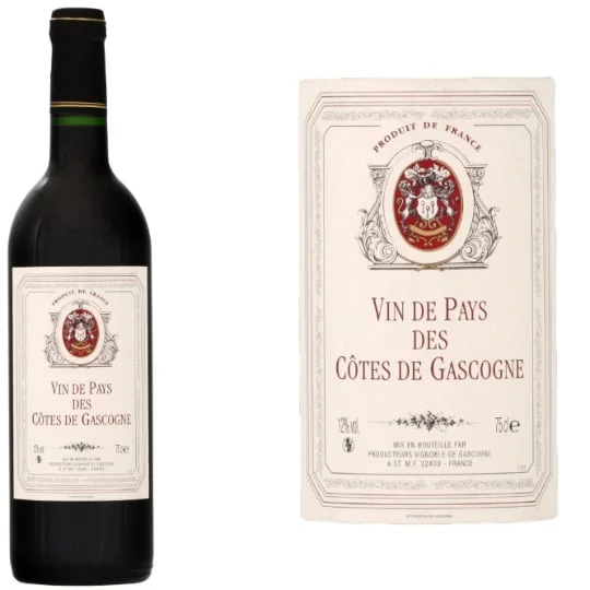 Vin rouge vin de pays des Côtes de Gascogne