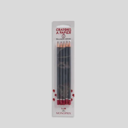 5 Crayons À Papier Hb Mine Résistante