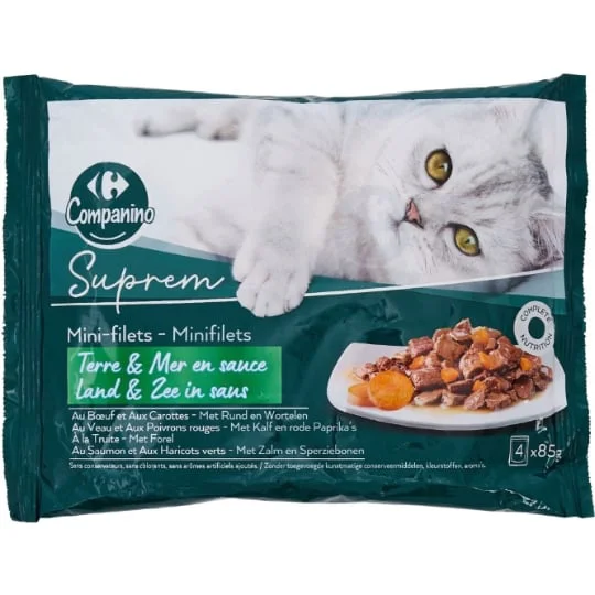 Pâtée pour chat terre & mer en sauce