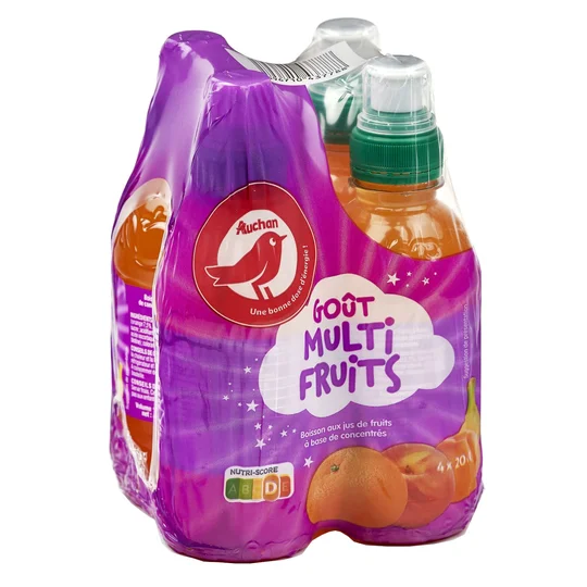 Boisson aux jus de fruits goût multifruits bouteilles bouchon sport