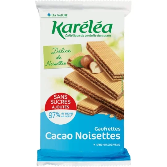 Biscuits gaufrettes cacao noisette s/sucres ajoutés