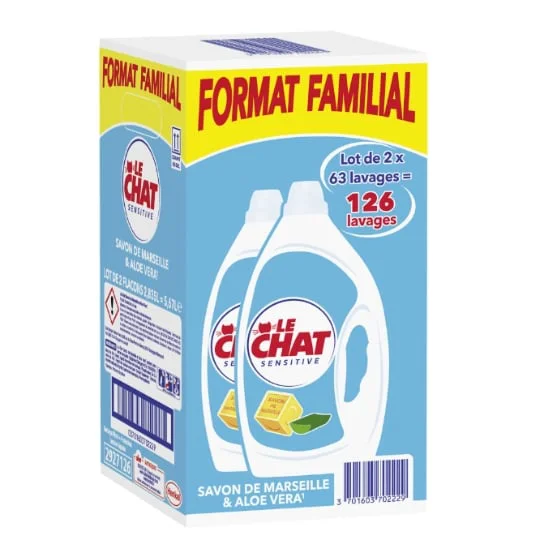 Lessive liquide sensitive savon de Marseille et aloe Vera