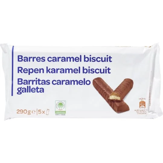 Barres chocolatées caramel biscuit