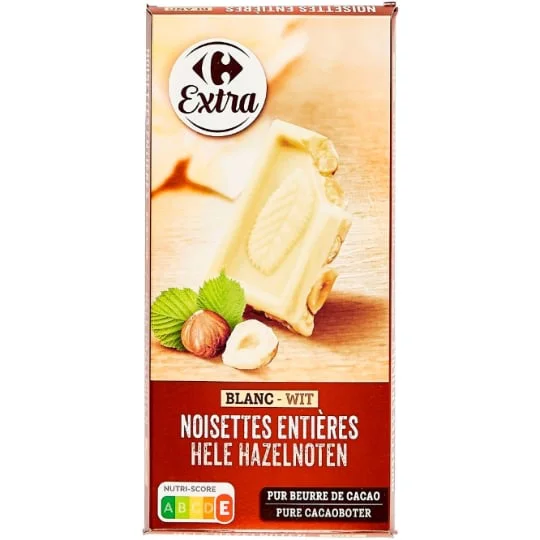 Chocolat blanc noisettes entières