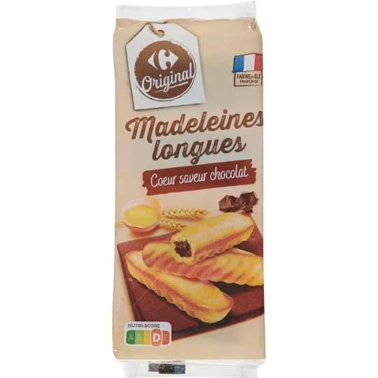 Madeleines longues coeur chocolat