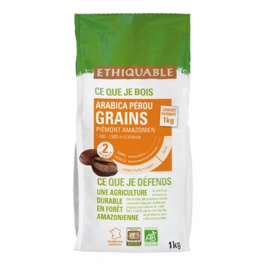 Café en grains pur arabica Pérou Bio