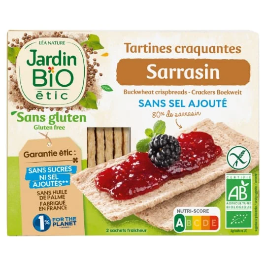Tartines craquantes sarrasin sans gluten sans sel ajouté Bio