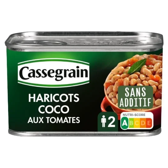 Haricots coco cuisinés à la tomate, laurier et sauje