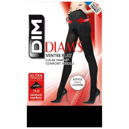 Collant femme noir ultra opaque ventre plat T3/4 Diam's