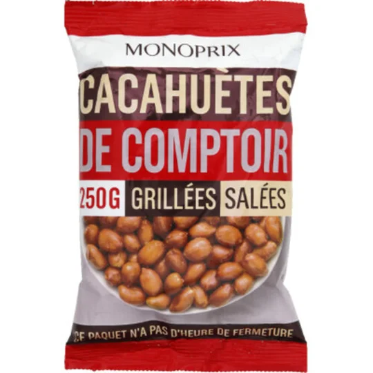 Cacahuètes de comptoir grillées et salées
