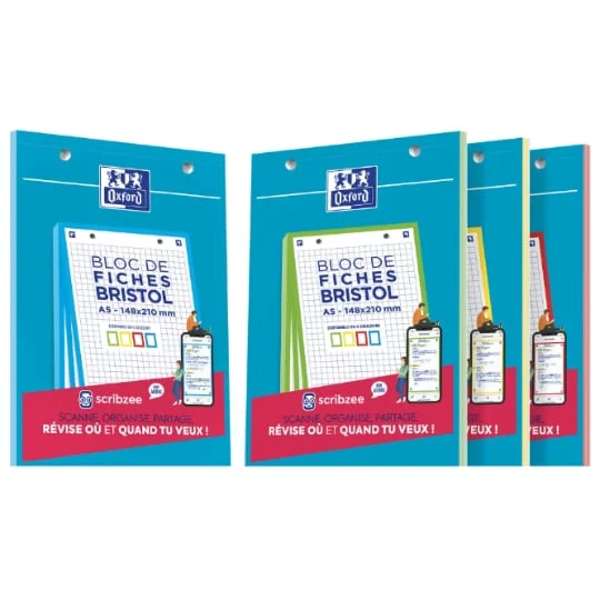 Bloc bristol 30 fiches perforées 148x120 quadrillé 5 blanc