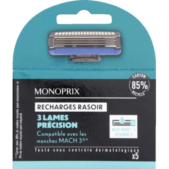 Recharges rasoir système 3 lames compatibles Mach3