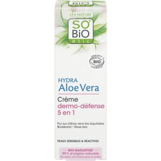 Crème Visage Hydratante Dermo-Défense 5 en 1 à l'Aloe Vera Bio