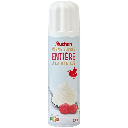 Crème fouettée entière sucrée à la vanille