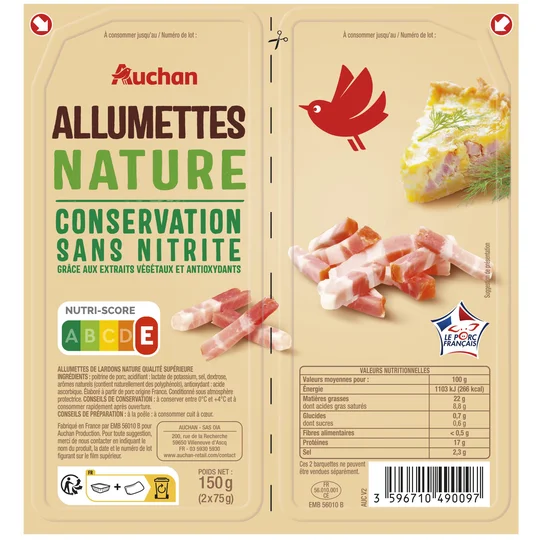 Allumettes nature sans nitrite