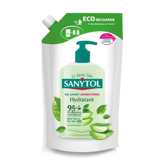 Recharge Gel Lavant Antibactérien Hydratant Aloé véra & Thé vert Bio