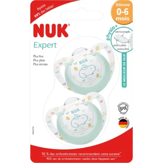 Sucettes vert silicone 0-6 mois