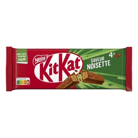 Gaufrette croustillante enrobée de chocolat au lait saveur noisette