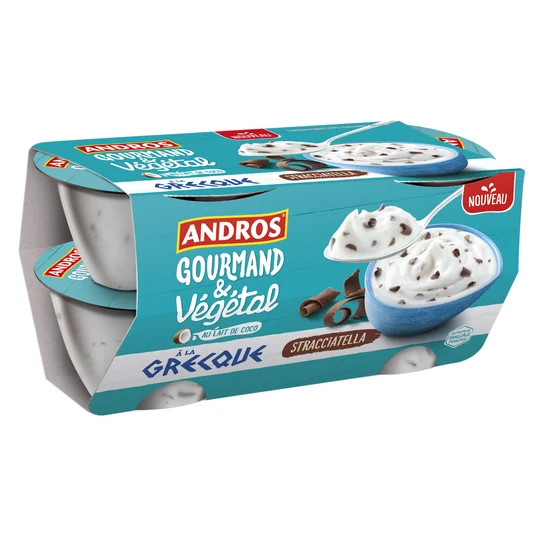 Gourmand et végétal dessert grecque au lait de coco stracciatella