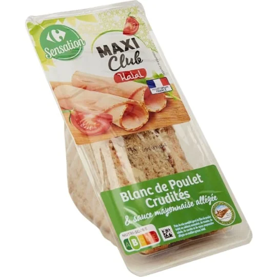 Sandwich halal poulet crudités