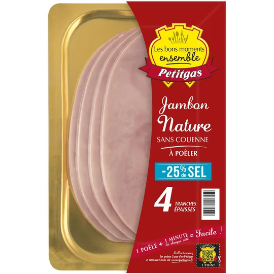 Jambon nature Grill -25% de sel - x4