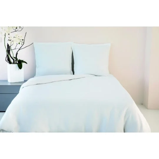Parure de lit gris clair 100% coton housse de couette + 2 taies d'oreiller - 260x240 cm - 65x65 cm