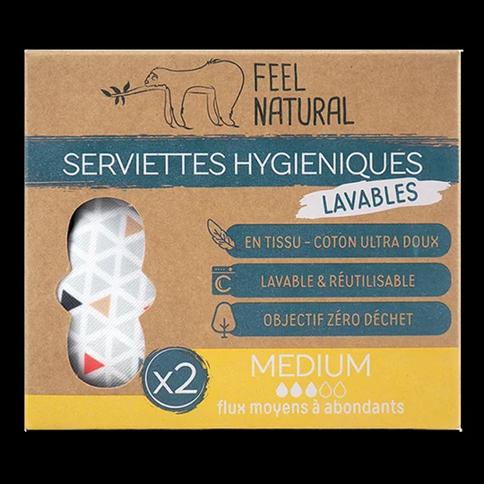 Serviettes hygiéniques lavables medium flux moyens à abondants