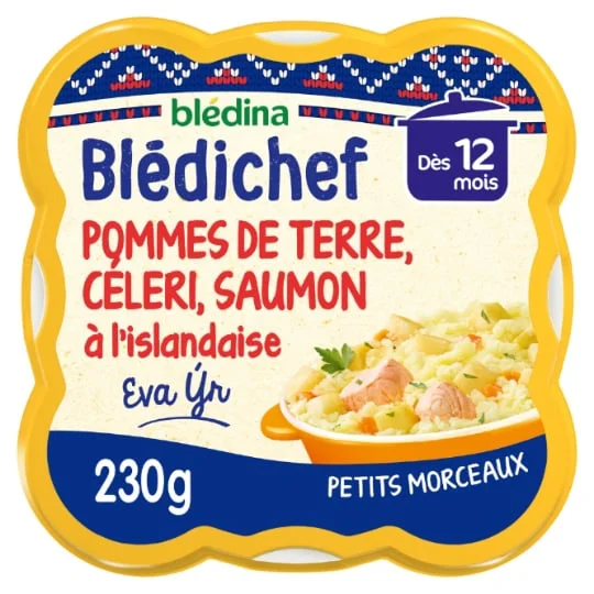 Plat bébé écrasé de pommes de terre céleri et saumon à l'islandaise - dès 12 mois