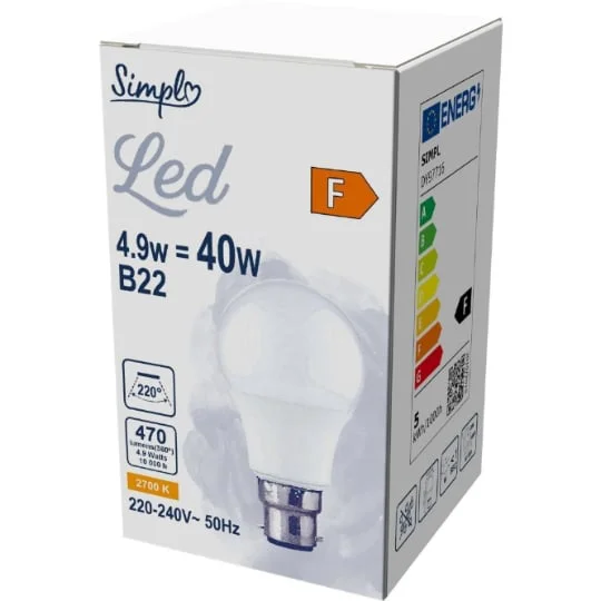 Ampoule LED B22 Standard Blanc-chaud Dépolie 40W X1