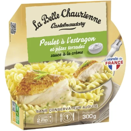 Plat cuisiné poulet estragon & pâtes