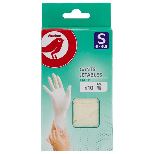 Gants jetables en latex taille S 10 gants