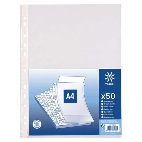 50 Pochettes Plastiques Lisses, Perforées