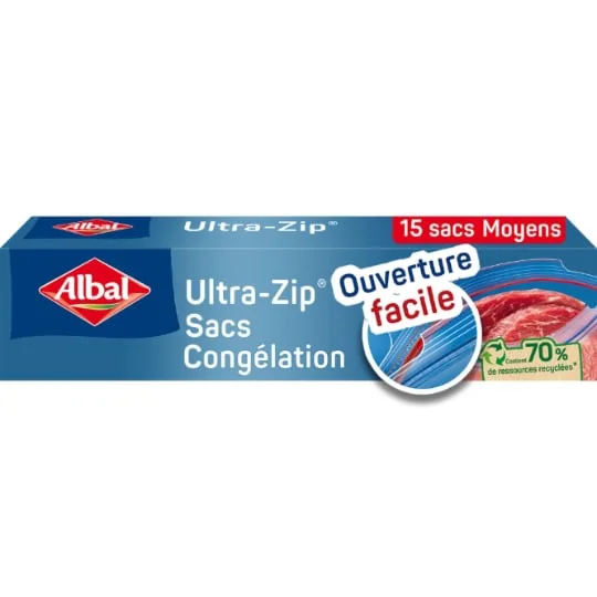 Sacs congelation ultra zip moyens modèles 70% de ressource s recyclées