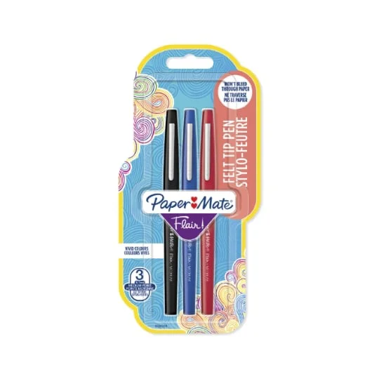 Stylo-feutre pointe moyenne noir-bleu-rouge Flair
