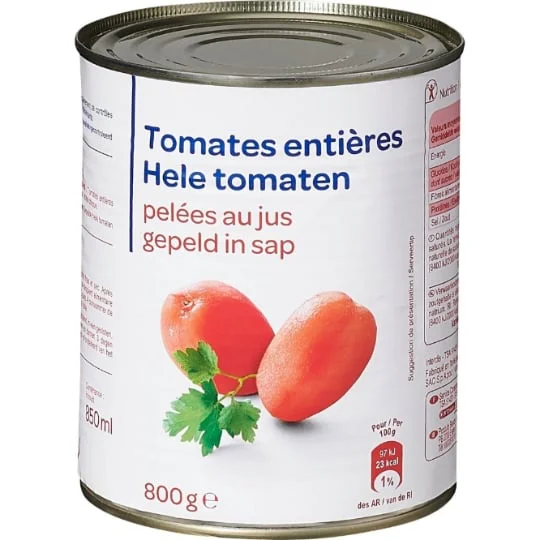 Tomates entières pelées au jus