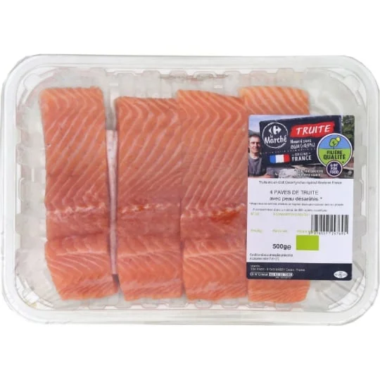 Pavés de truite avec peau désarêtés