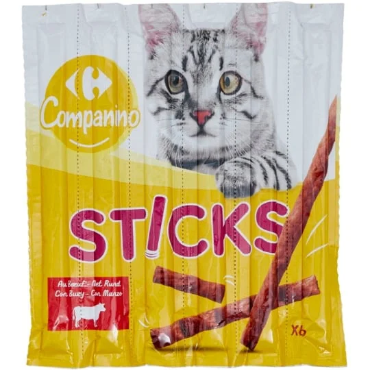 Friandise pour chat sticks au boeuf
