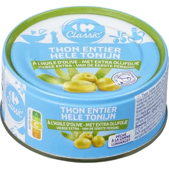 Thon entier à l'huile d'olive vierge