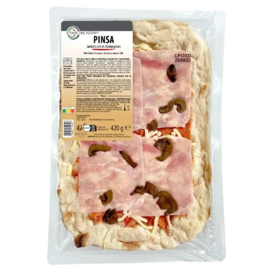 Pinsa jambon cuit et champignons