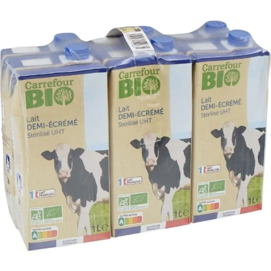 Lait bio demi-écrémé