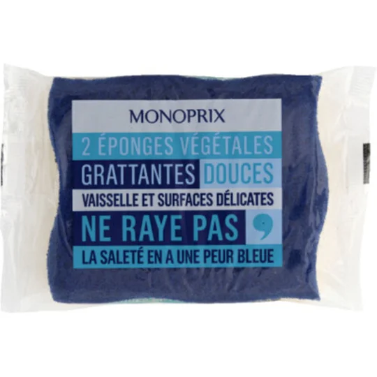 Eponges végétales grattantes douces, vaisselle & surfaces délicates