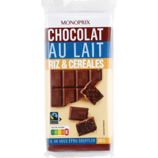 Chocolat au lait riz & céréales, Max Havelaar